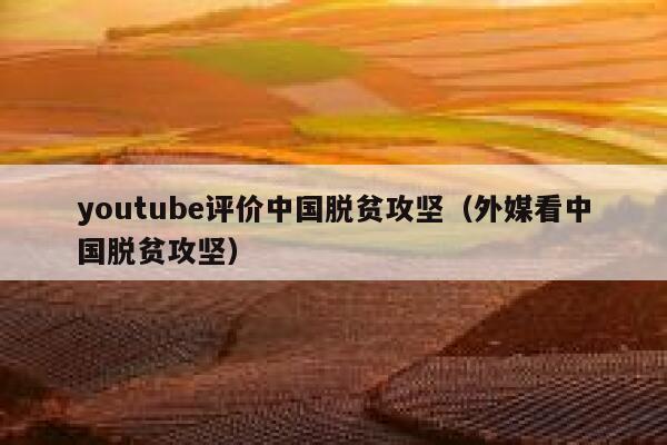 youtube评价中国脱贫攻坚（外媒看中国脱贫攻坚） 第1张