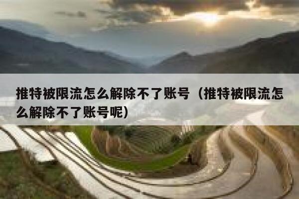 推特被限流怎么解除不了账号（推特被限流怎么解除不了账号呢） 第1张