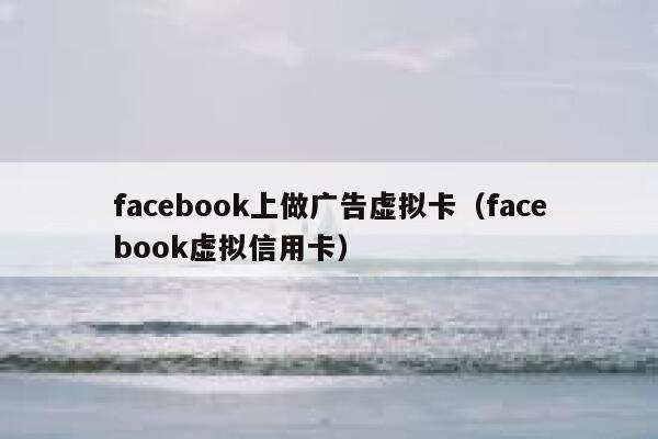 facebook上做广告虚拟卡（facebook虚拟信用卡） 第1张