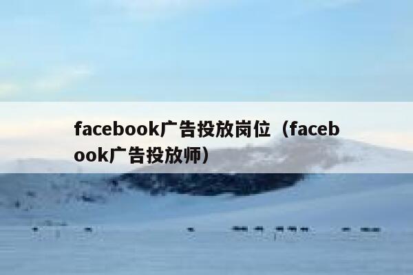 facebook广告投放岗位(facebook广告投放师) 第1张 facebook广告投放岗位(facebook广告投放师) 第1张