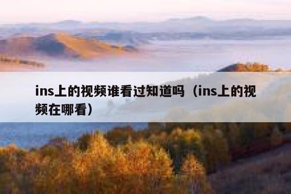 ins上的视频谁看过知道吗（ins上的视频在哪看） 第1张