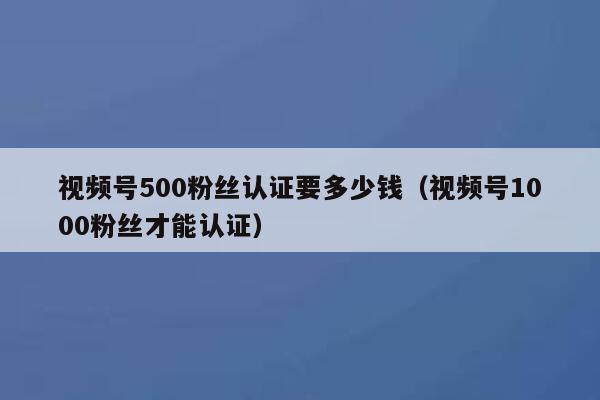 视频号500粉丝认证要多少钱（视频号1000粉丝才能认证） 第1张