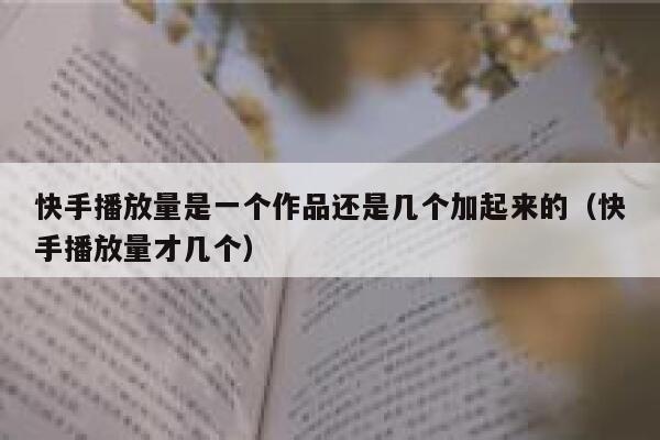 快手播放量是一个作品还是几个加起来的（快手播放量才几个） 第1张