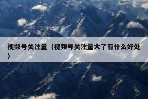 视频号关注量（视频号关注量大了有什么好处） 第1张
