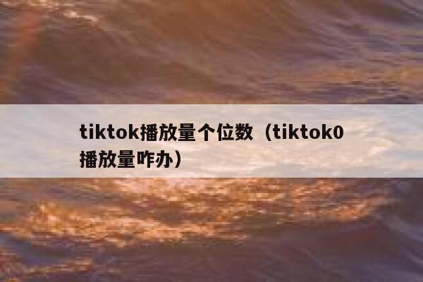 tiktok播放量个位数（tiktok0播放量咋办） 第1张