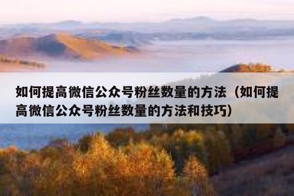 如何提高微信公众号粉丝数量的方法（如何提高微信公众号粉丝数量的方法和技巧） 第1张