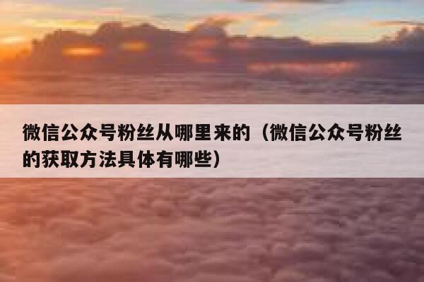 微信公众号粉丝从哪里来的（微信公众号粉丝的获取方法具体有哪些） 第1张