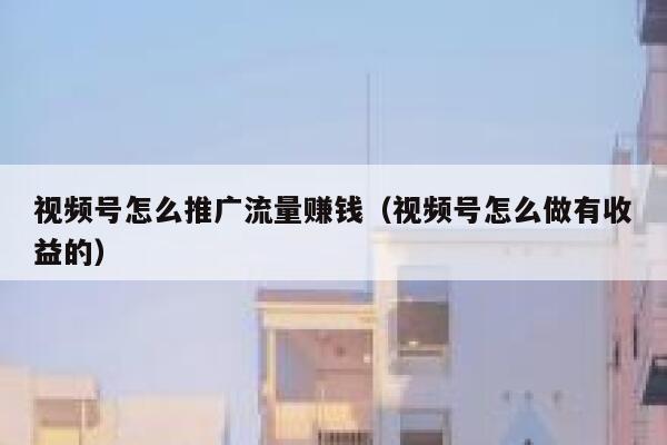 视频号怎么推广流量赚钱（视频号怎么做有收益的） 第1张