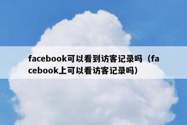facebook可以看到访客记录吗（facebook上可以看访客记录吗） 第1张