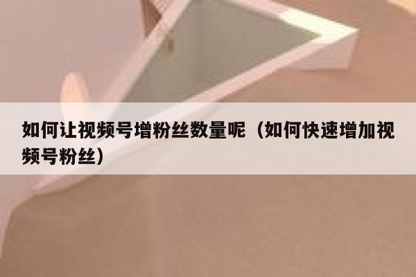 如何让视频号增粉丝数量呢（如何快速增加视频号粉丝） 第1张