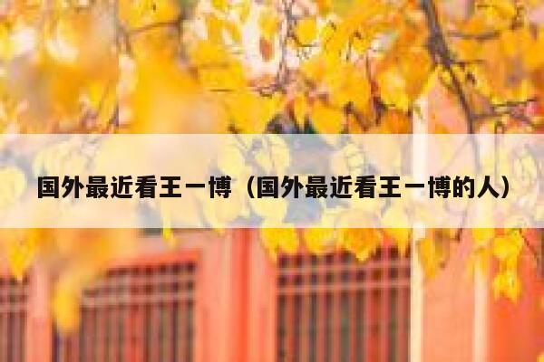 国外最近看王一博（国外最近看王一博的人） 第1张