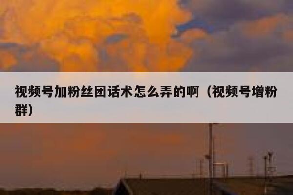 视频号加粉丝团话术怎么弄的啊（视频号增粉群） 第1张