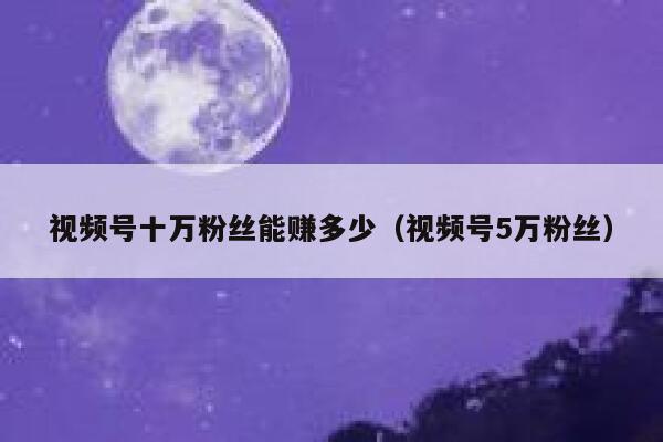 视频号十万粉丝能赚多少（视频号5万粉丝） 第1张