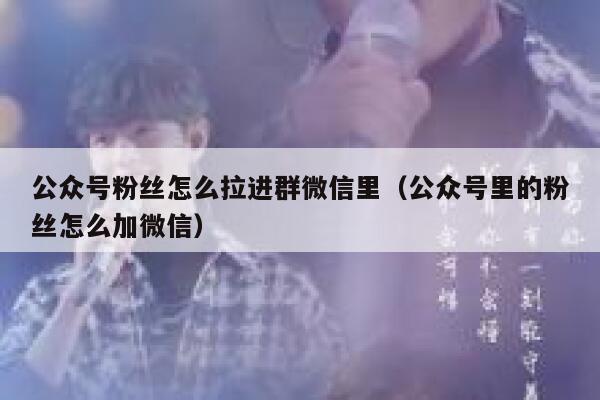 公众号粉丝怎么拉进群微信里（公众号里的粉丝怎么加微信） 第1张