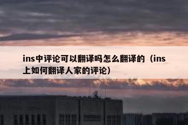 ins中评论可以翻译吗怎么翻译的（ins上如何翻译人家的评论） 第1张