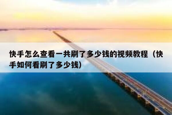 快手怎么查看一共刷了多少钱的视频教程（快手如何看刷了多少钱） 第1张