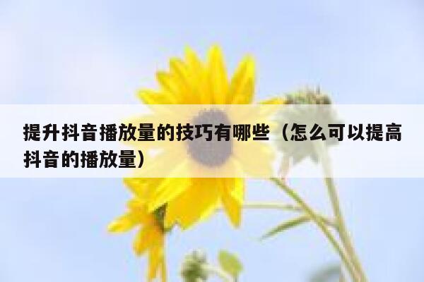 提升抖音播放量的技巧有哪些（怎么可以提高抖音的播放量） 第1张