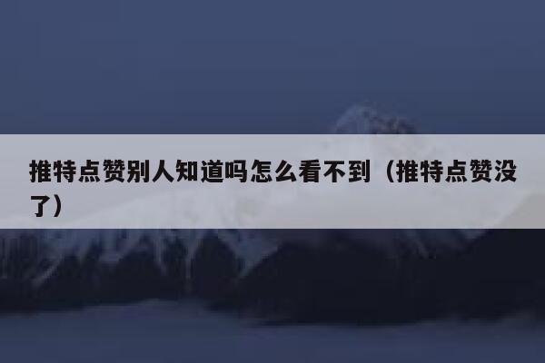 推特点赞别人知道吗怎么看不到（推特点赞没了） 第1张