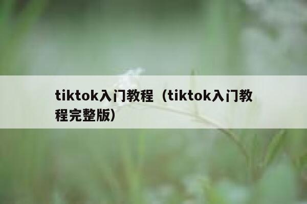 tiktok入门教程（tiktok入门教程完整版） 第1张
