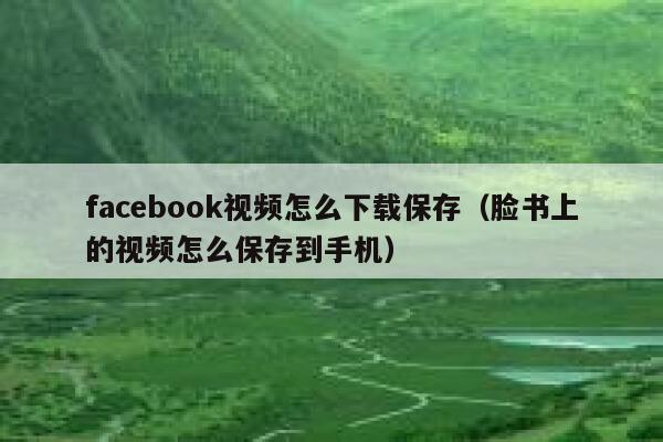 facebook视频怎么下载保存（脸书上的视频怎么保存到手机） 第1张