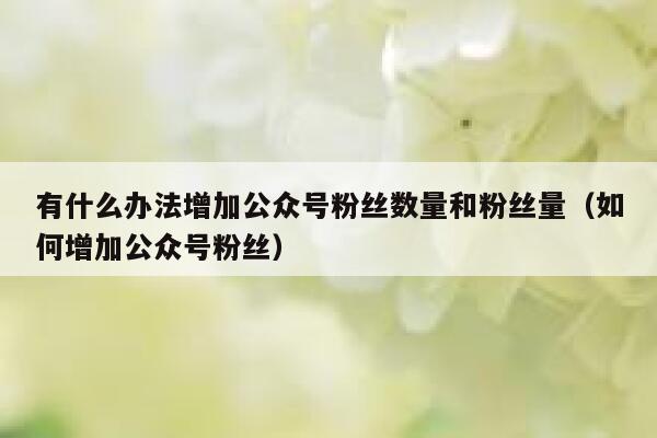 有什么办法增加公众号粉丝数量和粉丝量（如何增加公众号粉丝） 第1张