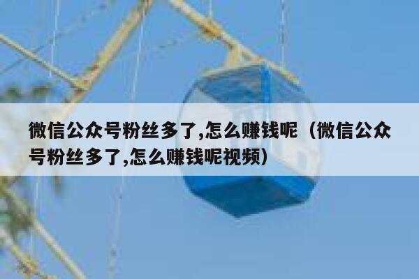微信公众号粉丝多了,怎么赚钱呢（微信公众号粉丝多了,怎么赚钱呢视频） 第1张
