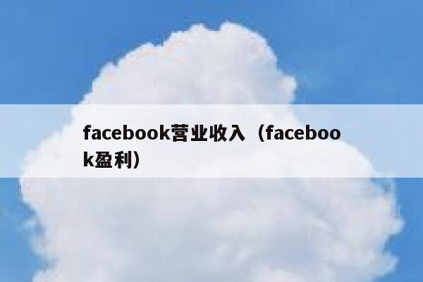 facebook营业收入（facebook盈利） 第1张