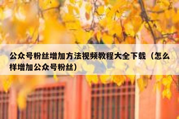 公众号粉丝增加方法视频教程大全下载（怎么样增加公众号粉丝） 第1张