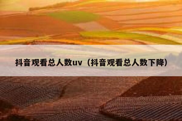 抖音观看总人数uv（抖音观看总人数下降） 第1张