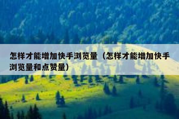 怎样才能增加快手浏览量（怎样才能增加快手浏览量和点赞量） 第1张