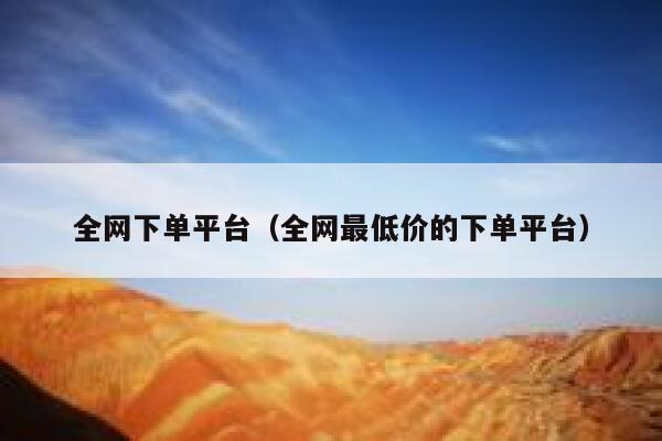 全网下单平台（全网最低价的下单平台） 第1张