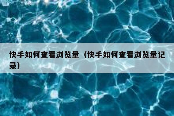 快手如何查看浏览量（快手如何查看浏览量记录） 第1张