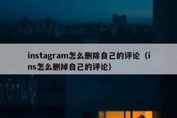 instagram怎么删除自己的评论（ins怎么删掉自己的评论） 第1张