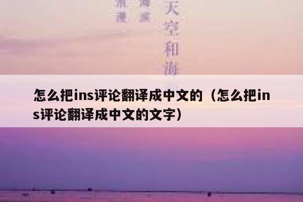 怎么把ins评论翻译成中文的（怎么把ins评论翻译成中文的文字） 第1张