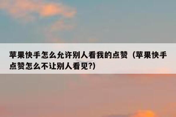 苹果快手怎么允许别人看我的点赞（苹果快手点赞怎么不让别人看见?） 第1张