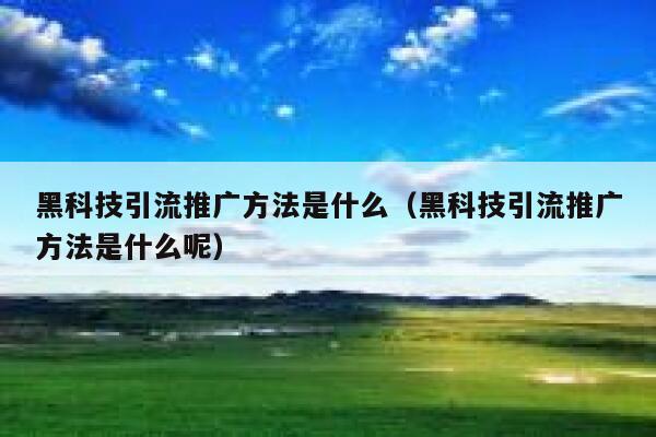 黑科技引流推广方法是什么（黑科技引流推广方法是什么呢） 第1张