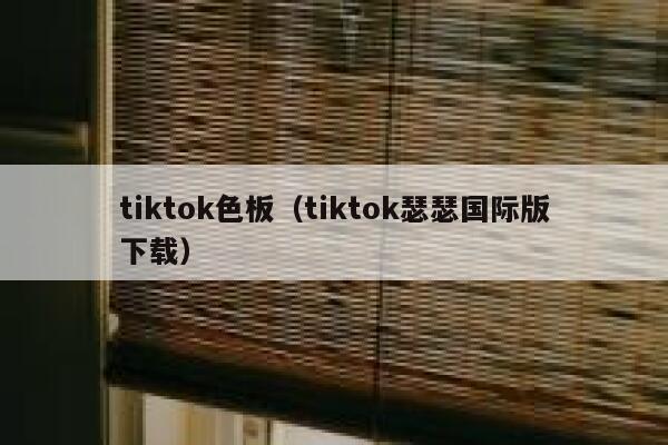 tiktok色板（tiktok瑟瑟国际版下载） 第1张