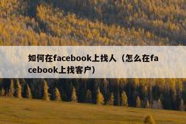 如何在facebook上找人（怎么在facebook上找客户） 第1张