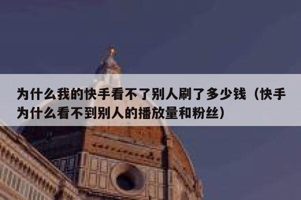 为什么我的快手看不了别人刷了多少钱（快手为什么看不到别人的播放量和粉丝） 第1张