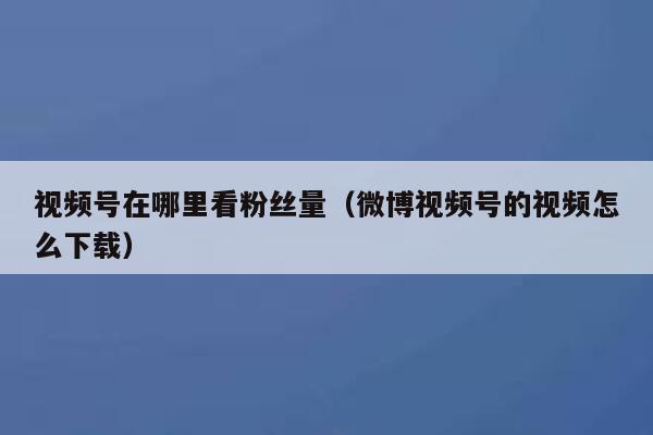 视频号在哪里看粉丝量(微博视频号的视频怎么下载) 第1张 视频号在哪里看粉丝量(微博视频号的视频怎么下载) 第1张