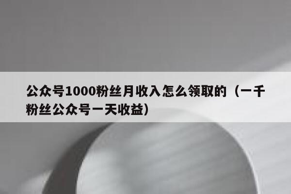 公众号1000粉丝月收入怎么领取的(一千粉丝公众号一天收益) 第1张 公众号1000粉丝月收入怎么领取的(一千粉丝公众号一天收益) 第1张