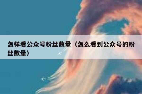 怎样看公众号粉丝数量(怎么看到公众号的粉丝数量) 第1张 怎样看公众号粉丝数量(怎么看到公众号的粉丝数量) 第1张