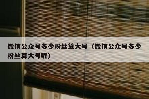 微信公众号多少粉丝算大号（微信公众号多少粉丝算大号呢） 第1张