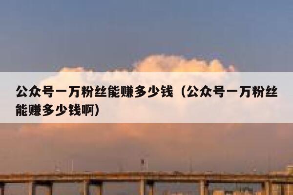 公众号一万粉丝能赚多少钱（公众号一万粉丝能赚多少钱啊） 第1张