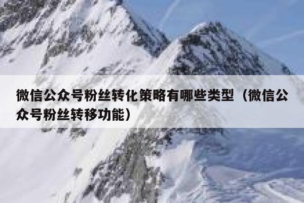 微信公众号粉丝转化策略有哪些类型（微信公众号粉丝转移功能） 第1张