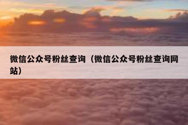 微信公众号粉丝查询（微信公众号粉丝查询网站） 第1张