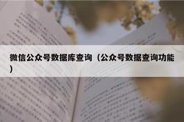 微信公众号数据库查询（公众号数据查询功能） 第1张