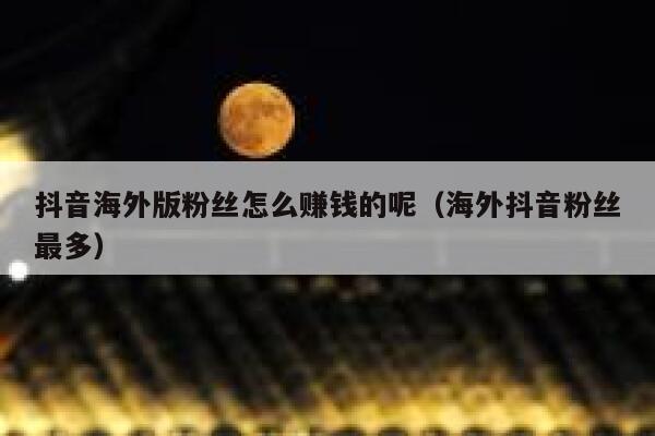 抖音海外版粉丝怎么赚钱的呢（海外抖音粉丝最多） 第1张