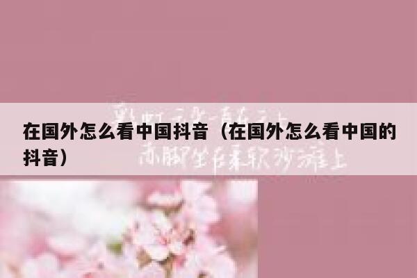 在国外怎么看中国抖音（在国外怎么看中国的抖音） 第1张