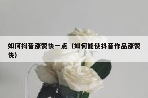 如何抖音涨赞快一点（如何能使抖音作品涨赞快） 第1张